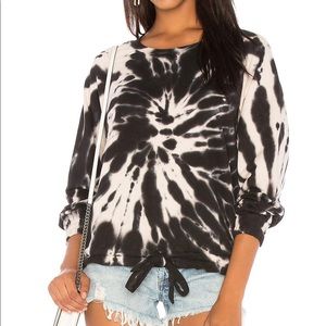 YFB tie dye black & white tie front sweater- NEW
